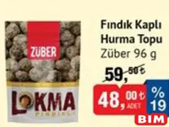 ZÜBER FINDIK KAPLI HURMA TOPU 96 G